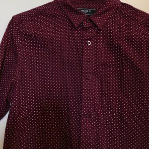 Casual button down shirt, red and white